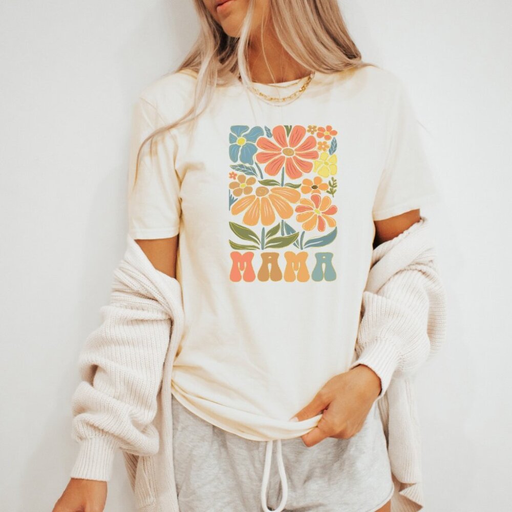 Mama Shirt Retro Floral Tshirt Mothers Day Gift Groovy Mom Shirt For her - Picture 3 of 4